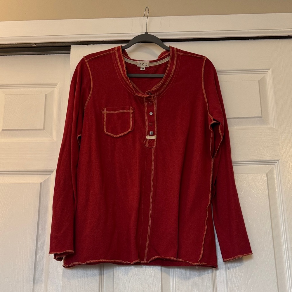 POL Red Knit Top